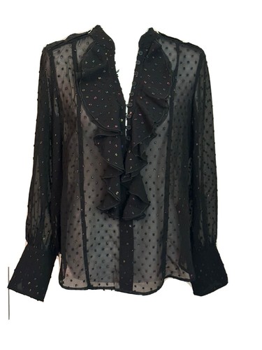 ZADIG & VOLTAIRE Black Sheer Shirt Top Size XS Small NWT - 第 1/5 張圖片
