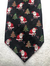 HALLMARK MENS TIE BLACK WITH SANTA GOLFING 4 X 58