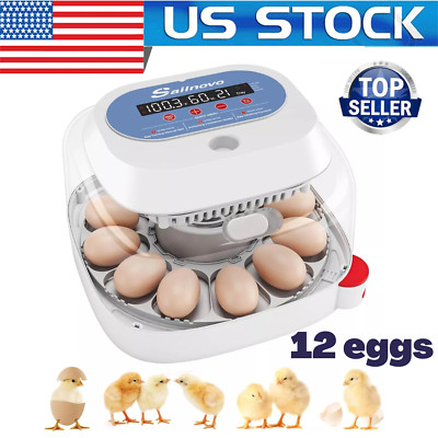 12 Egg Incubator for Hatching w/Automatic Egg Turner Temperature Display Gift