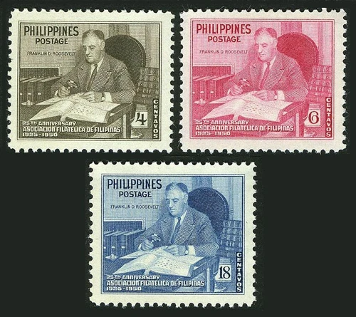 Philippines 542-544, C70, MNH. Michel 508-510, Bl.3. Franklin D.Roosevelt, 1950.