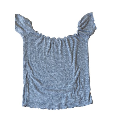 John Galt Brandy Melville Crop Babydoll Top One Size Gray Scalloped Short Cap... - Picture 2 of 7