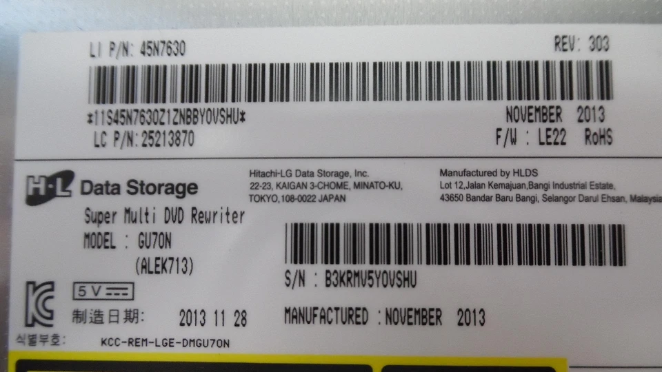 Unidad grabadora DVD±RW original OEM para Lenovo ThinkPad Edge E431 -GU70N- probada Foto 3 de 4