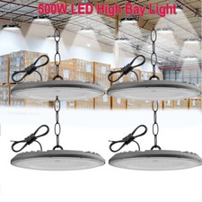 4 Pack 500W UFO Led High Bay Light Factory Warehouse Commercial Led Shop Lights