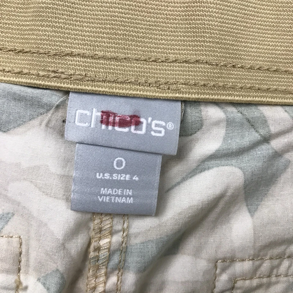 Chicos Pantalones Cortos Mujer 4 Verde Floral Talla 0 Perfecto Elastizado Chino Foto 2 de 4