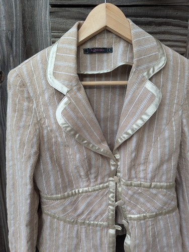 Raxevsky Damen Blazer, Gr. S, beige gestreift, Leinenmischung - Bild 2 von 7