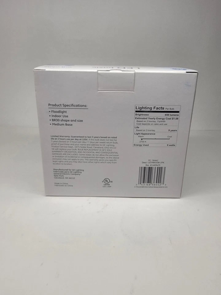 GE 2 Pack 65w LED Basic Indoor Floodlight BR30 Non Dimmable Bulb 36442 - Image 2 of 2