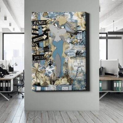 ✅WANDBILD LEINWAND,  ACRYLGLAS LOLA BUNNY LUXUS POP ART BILD WANDDEKO PREMIUM - Bild 1 von 4
