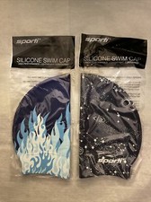 Set Of 2 Sporti Swim Cap 100 Silicone NEW Sealed Multi Color High Performance