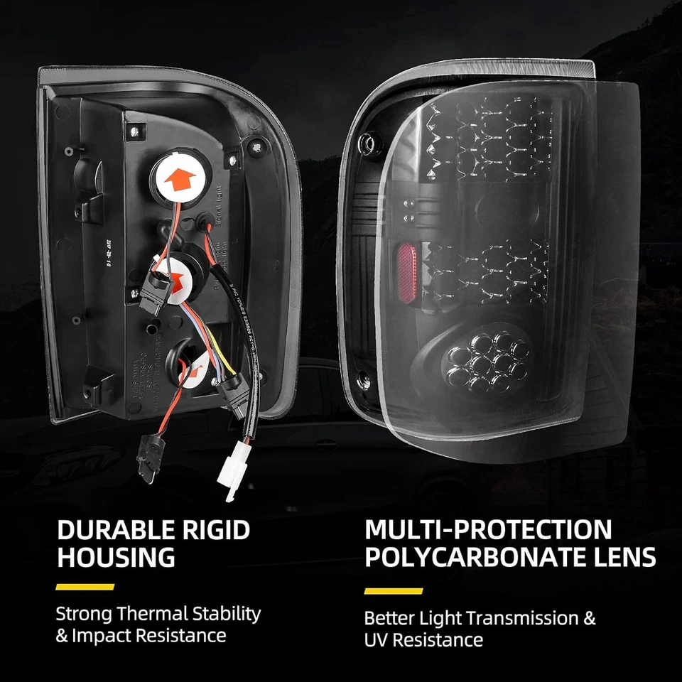 Luces traseras LED para Ford Ranger 1993-1997 repuesto luces traseras negras humo Foto 3 de 4