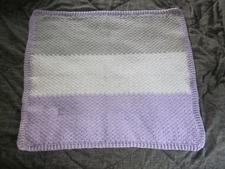 LOVELY HAND CROCHETED baby purple white gray blanket stroller throw 32 x 35"