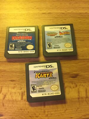 DreamWorks Nintendo DS 3 game lot: Super Star Kartz, Shrek, Madagascar, Dragon