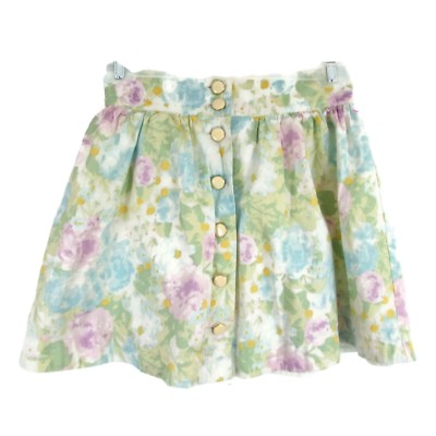 Divided HM Women's Mini Skirt Size 4 Lined Floral Buttons