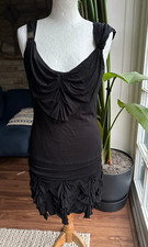 Karen Millen Little black Sleeveless Tiered Stretch Pull On Mini Dress Sz 10