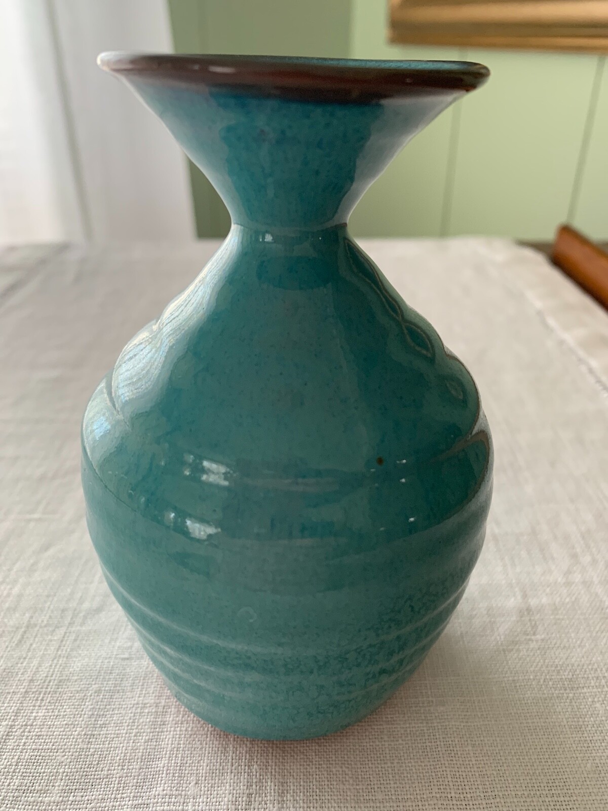 Chinese Antique Blue Glazed Redware Vase North Carolina Pottery 1995