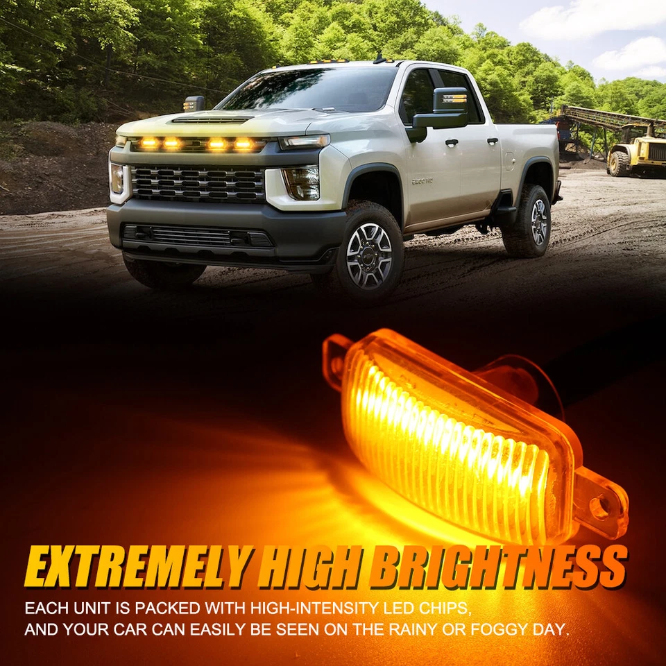 4 luces LED de rejilla de lente ámbar estilo Raptor para Toyota Tacoma 2016-2018 Foto 3 de 4