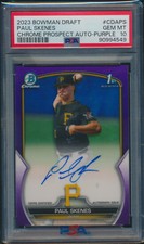 PSA 10 PAUL SKENES AUTO 1st 2023 Bowman Chrome PURPLE REFRACTOR/250 RC GEM MINT