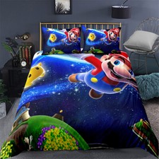 Twin/Full/Queen/King Size Bed Duvet/Quilt Cover Set Anime Super Mario Linen
