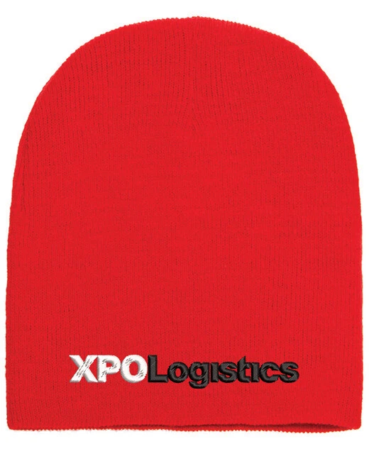 XPO Logistics Embroidered Beanie Winter Hat With or Without Cuff Red Black