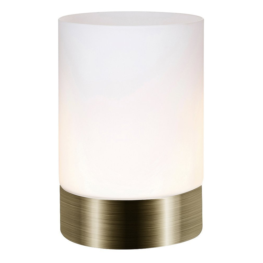 Small Antique Brass Touch Dimmable Table Lamp with Frosted Glass Shade by Hap...