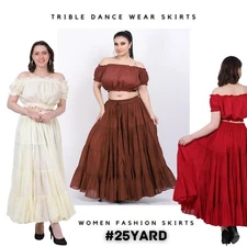 Women's 25 yard Casual 100% Cotton Long Maxi Skirt Color Available 4 Tier Skirts