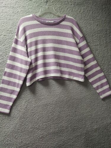 Zara Womens Sweater Medium Stripped Knit Crop Top 