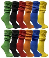 12 Pack Yacht & Smith Womens Cotton Slouch Socks, Knee High Boot Socks