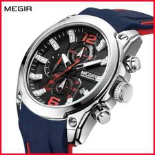 Sport Watch Silicone Strap Chronograph Men Quartz Waterproof mens wrist watch