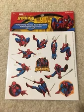 Marvel Spider-Man Temporary Tattoo Body Stickers 2010 Hallmark Stickeroni NEW