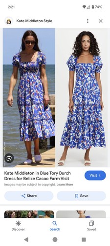 Tory Burch summer smocked blue maxi dress