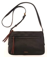VTG Fossil Black Pebbled Leather Medium Crossbody Bag