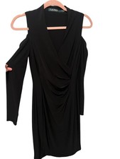 Ralph Lauren Jersey Cocktail Party Work cold shoulder Dress Black Size 2  XS