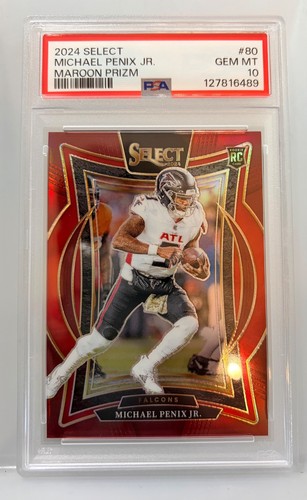 2024 Panini Select Concourse Michael Penix Jr. #80 Maroon Prizm /149 (RC) PSA 10