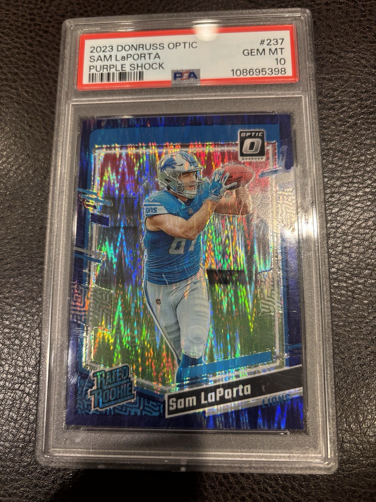 2023 DONRUSS OPTIC SAM LAPORTA #237 PURPLE SHOCK RATED ROOKIE #237 PSA 10