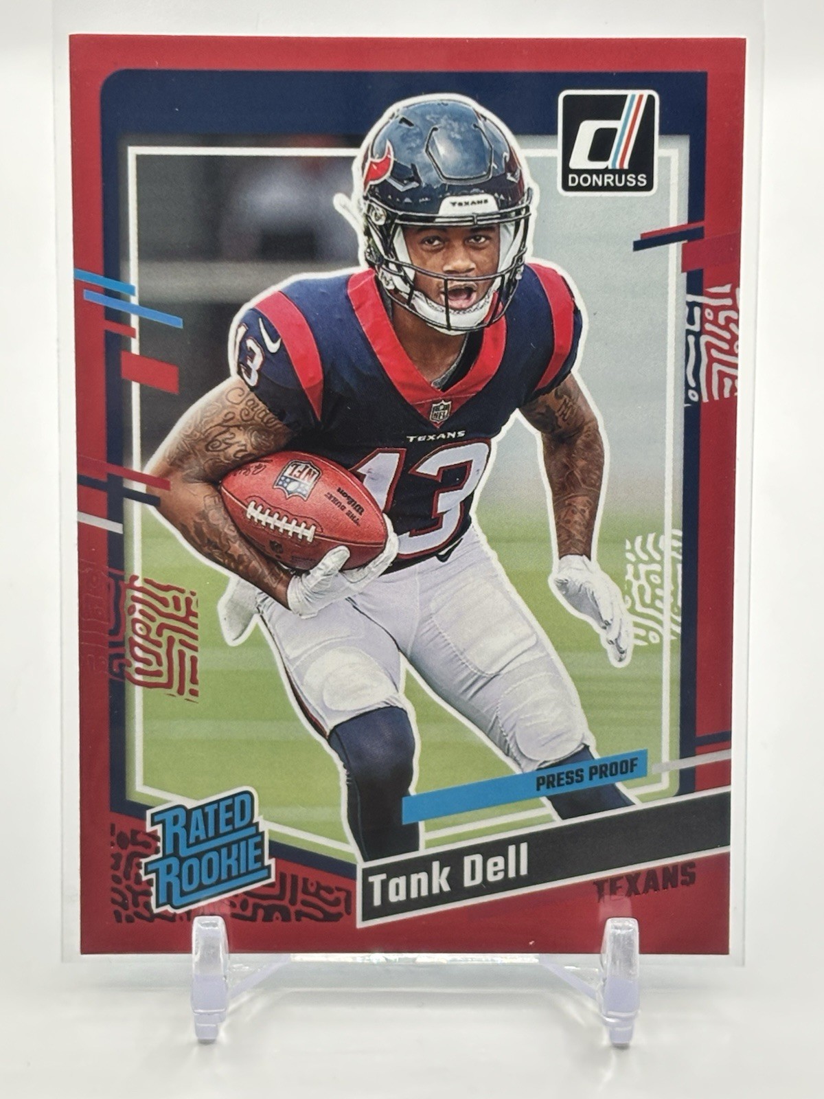 2023 panini Donruss Football Red Press Proof Tank Dell #341 (RC) - Texans