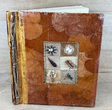 Genuine Handmade Banana Leaf Natural 80 Photo Album 12” W, Bamboo Paper? Spices