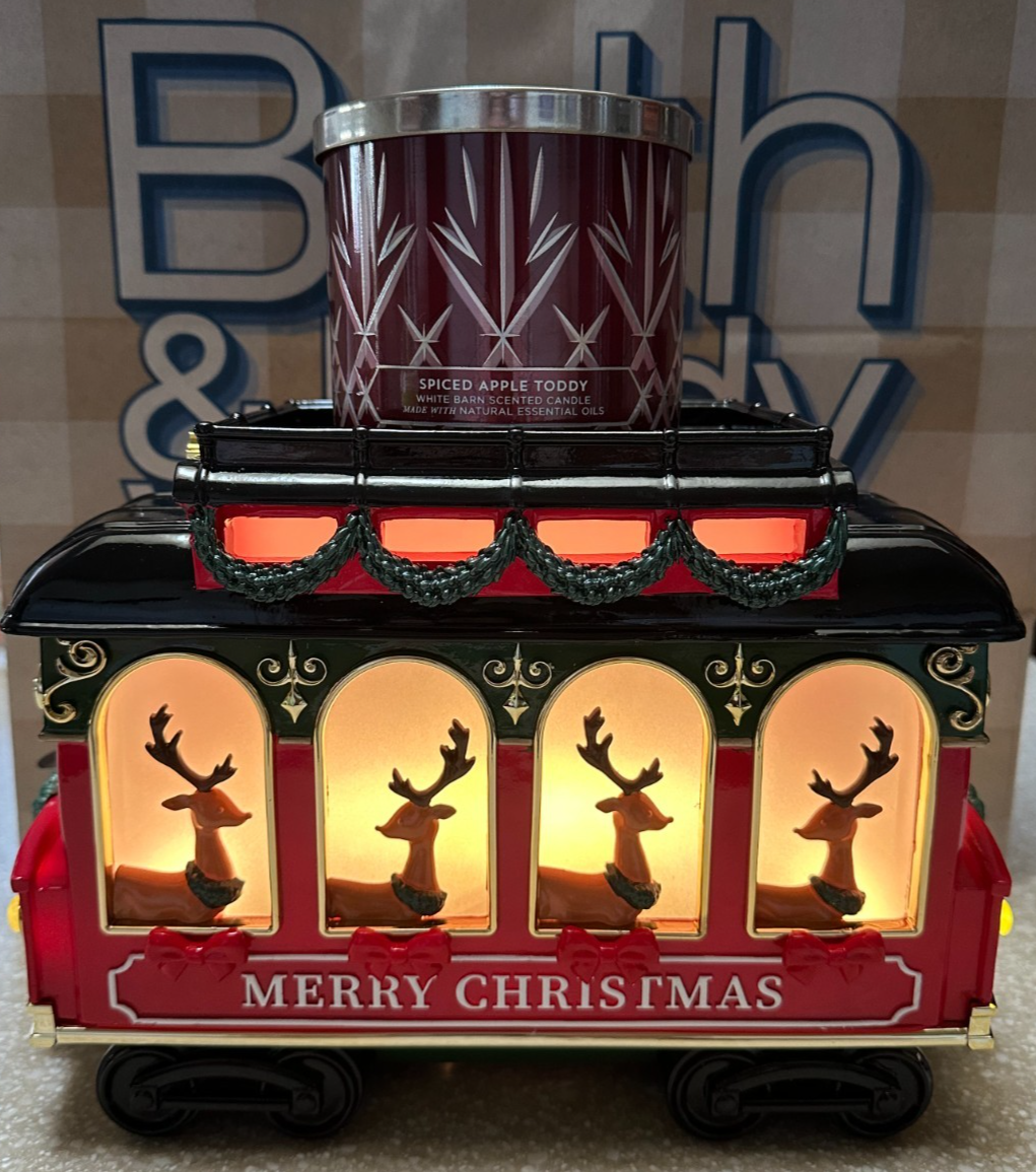 Bath & Body Works Merry Christmas Reindeer Trolley Light-Up 3 Wick