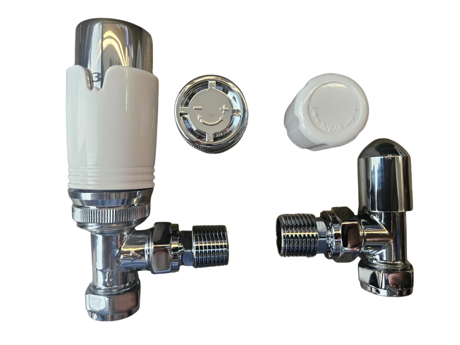 Thermostatic Radiator Valves TRV and Lockshield Rad Valves 15mm x 1/2"" Angled