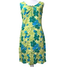Vintage Expressions 90s Floral Hawaiian Shift Dress Womens 8 Rayon Midi