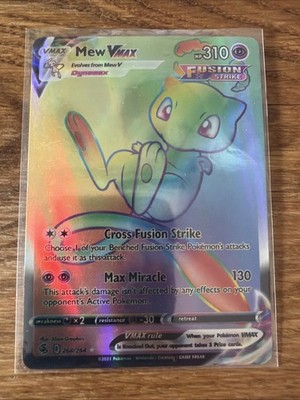 Pokémon Mew VMAX 268/264 Rainbow Secret Rare Fusion Strike, DE Lightly Played