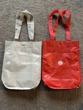 Lululemon Shopping Tote Bags Reusable grey/White & Red/white 