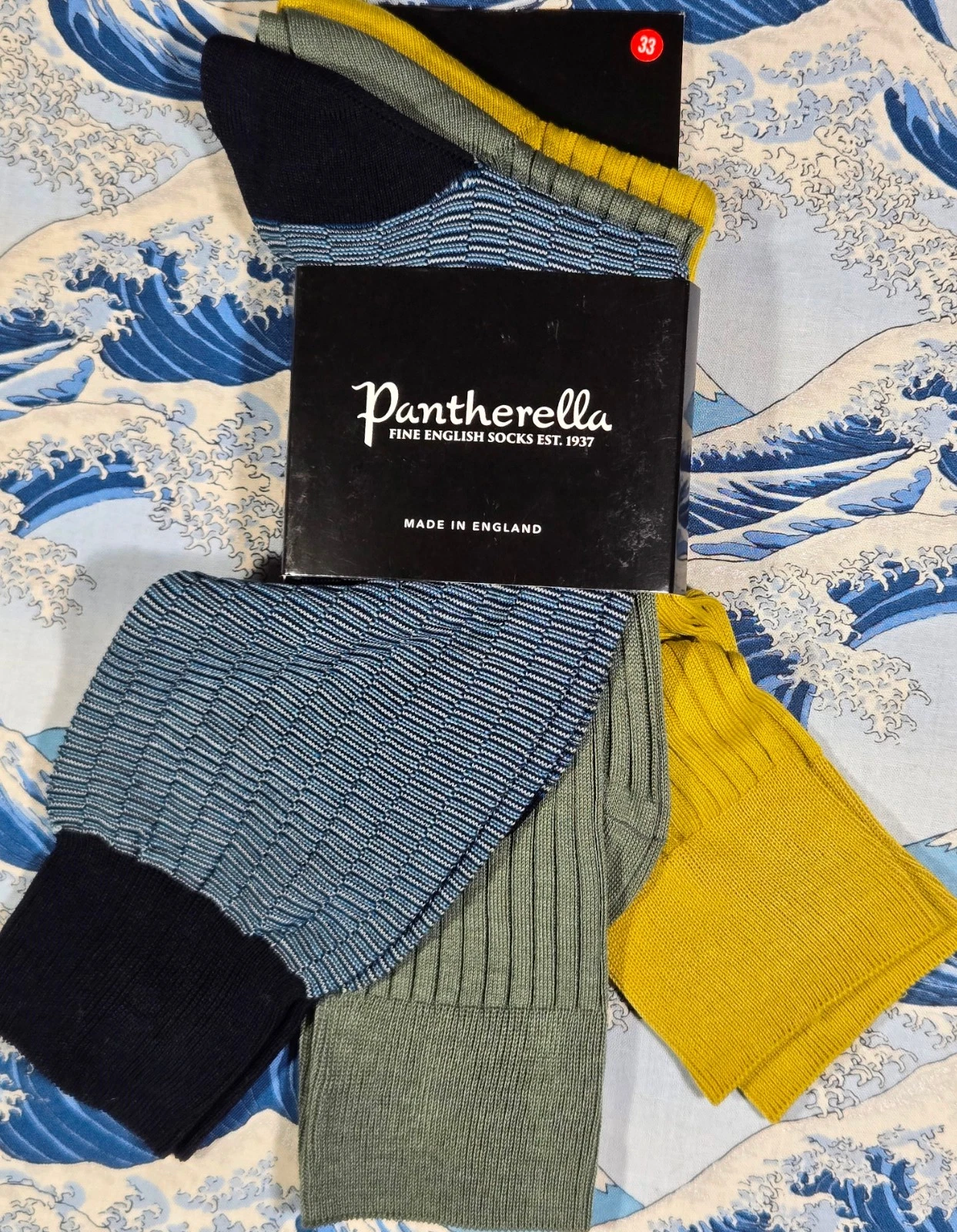 Pantherella Men's English Cotton Socks 3-Pack Pattern Ribbed UK 6-7 EU 39-40 £54