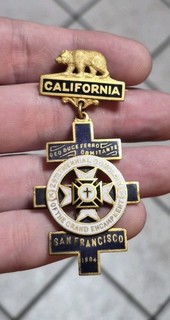 RARE 1904 SAN FRANCISCO MASONIC KNIGHTS TEMPLAR CROSS MEDAL BADGE PIN WELL MADE