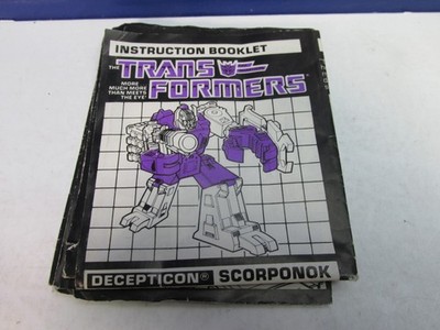 Vintage G1 Transformers Scorponok Ersatzanleitung Actionfigur 1984 Hasbro
