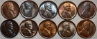 10x BU Lincoln Cents, 1909, 1909 VDB, 1923, 2x 1929, 1929D, 1932-D, 1936PD, & 39
