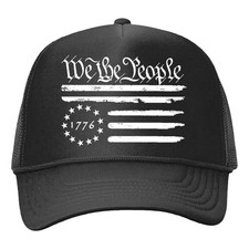 We The People US Flag American Pride Constitution Trucker Form-Mesh Back Hat