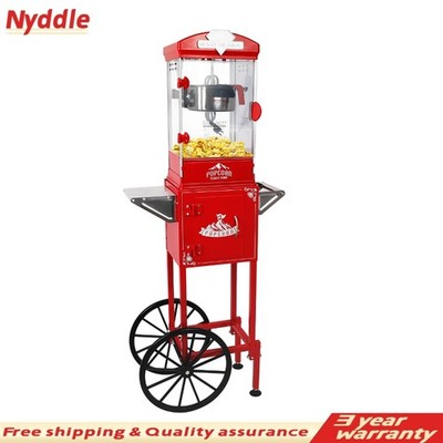 Home Theater Popcorn Machine with Stainless Steel Cart 10 Oz Kettle & Wheels 