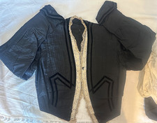 AUTHENTIC Late 1800s Black Silk Taffeta Bodice VICTORIAN Antique Balloon Sleeve