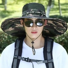 Men Sun Hat UV Protection Wide Brim Fishing Hat Outdoor Hiking Beach Cap