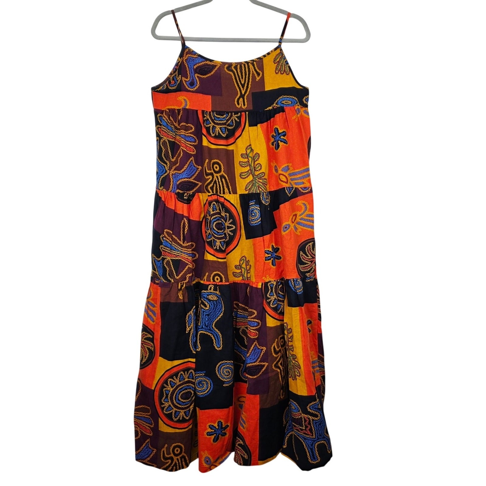 Ethno-chic Spaghetti Strap Patchwork Midi Summer … - image 1