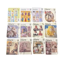 Vintage Lot of 12 McCall's Crafts Doll Sewing Patterns 1980s-90s